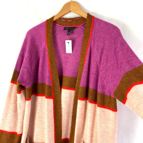 Lane Bryant Colorblock Cardigan Sweater Women 14/16 Pink Open Front Pockets NWT - Picture 9 of 9